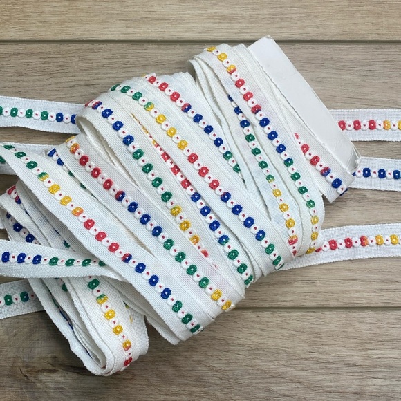 Vintage Embroidered‎ Rainbow Trim - 5 Yards or More* - Picture 1 of 3